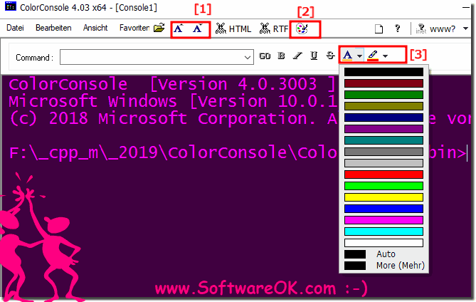 Changeable font size and color in the each cmd.exe Tab!