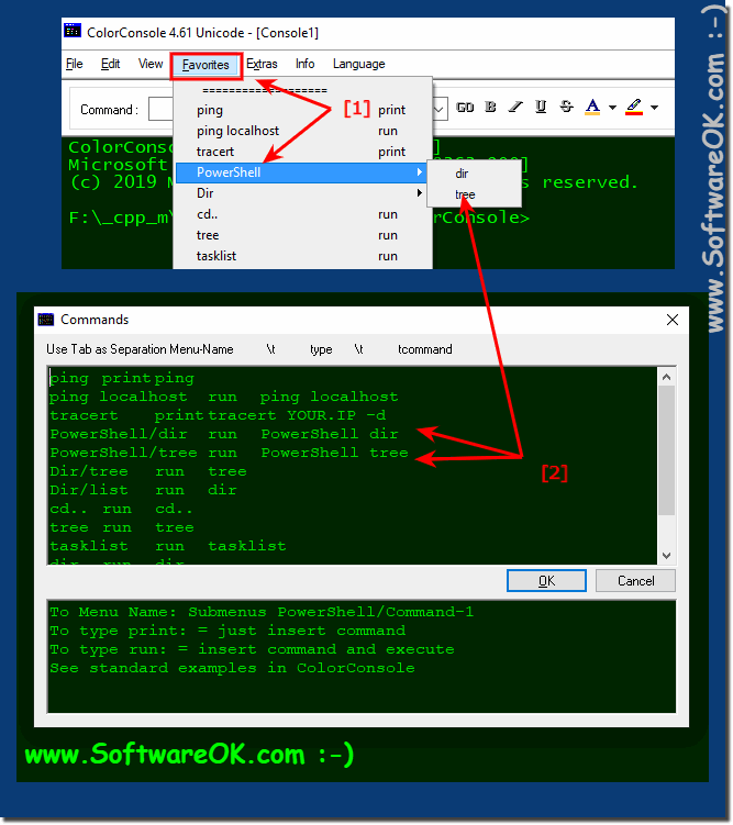 Command prompt and arguments as a favorite!