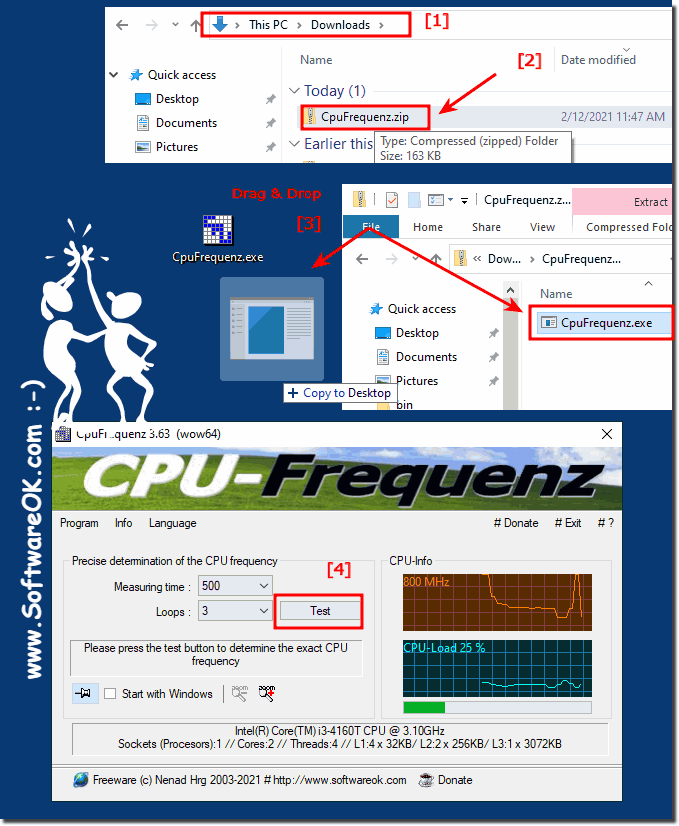 CPU frequency query without installation on MS Windows OS!