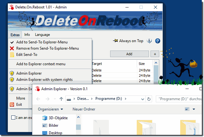 Admin Explorer in a Windows delete program!