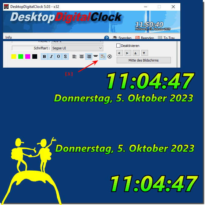 Show desktop clock with only date or only time?