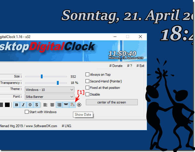 Disable the date display in the desktop clock 4 Windows!