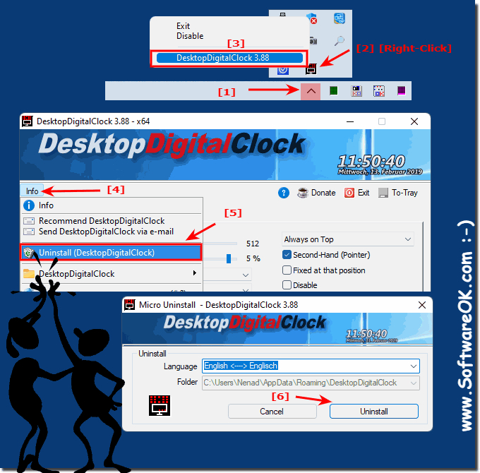 Easily remove the desktop clock from MS Windows OS!