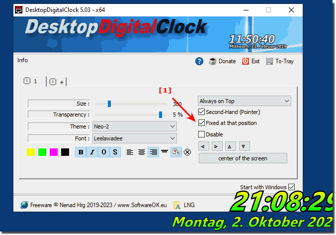 Keep using the desktop clock in the foreground over programs!