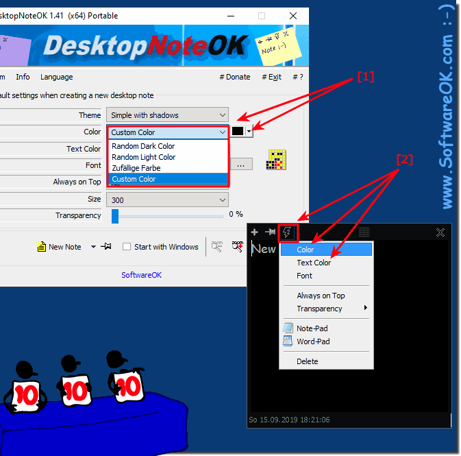 Set the color of the Desktop Sticky Note! 