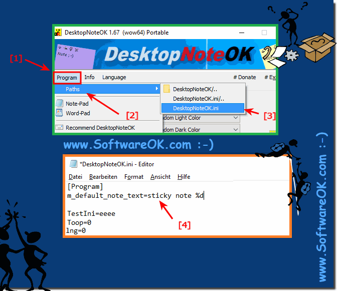 Standard text for the desktop sticky note under Windows 10, 8.1, ...! 