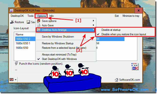 Disable Desktop Icons auto arrange!