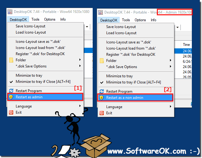 From administrative mode to non-admin mode!