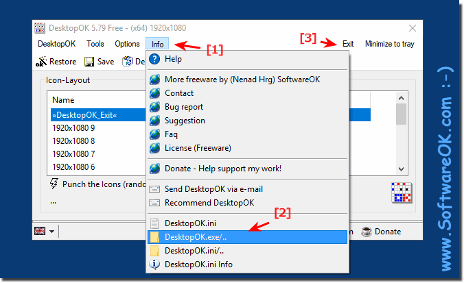 Open DesktopOK working directory and exit! 