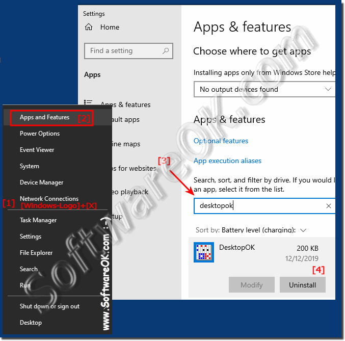 Uninstall DesktopOK from Windows-10 1909, 1903 Example!