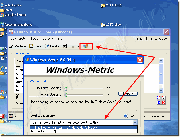 Windows Desktop Icon Size on Win XP!