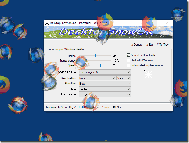 Firefox Desktop Snow Flakes Example!
