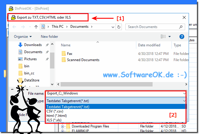 Explorer file list and or directory structure XLS HTML CSV TXT