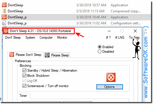 Portable use of Don't Sleep on Windows 10!