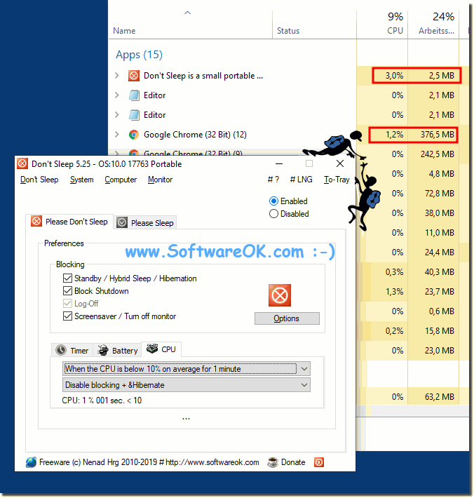 Standby and Shutdown blocking minimalist resources consumption om MS OS!