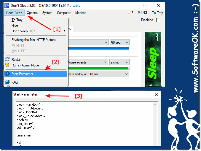 Start parameter in DontSleep e.g. for a batch file!