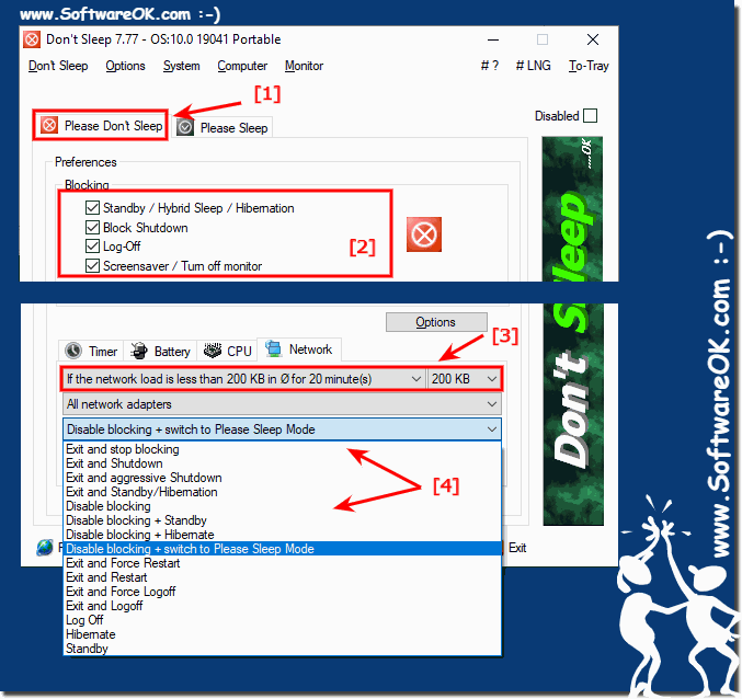 Using the download options and the standby blocking!