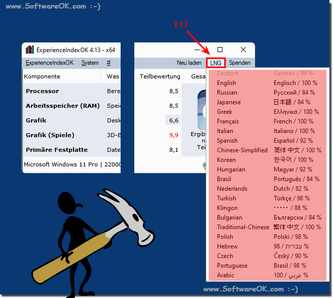 The Windows Experience Index in right language!