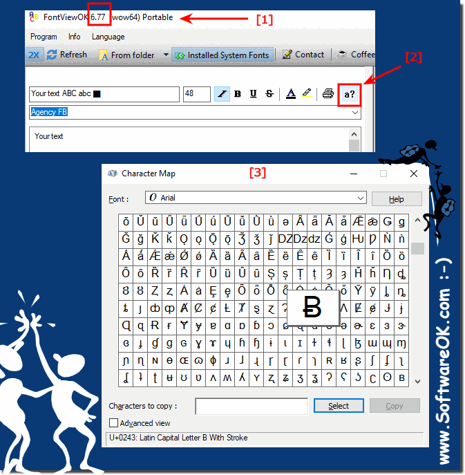 MS Windows Character Map for easy inserting of a special character!