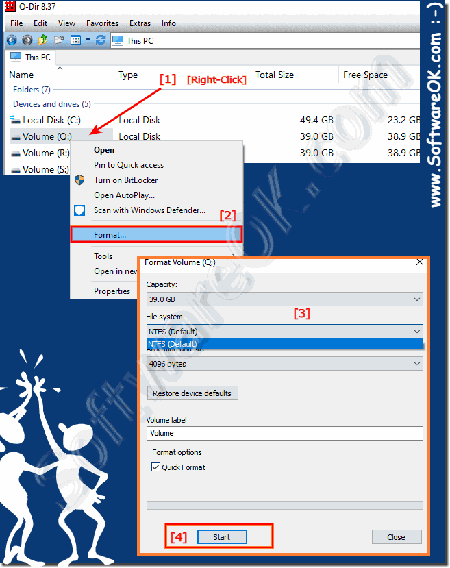 Start formatting of hard drives ie SSD!