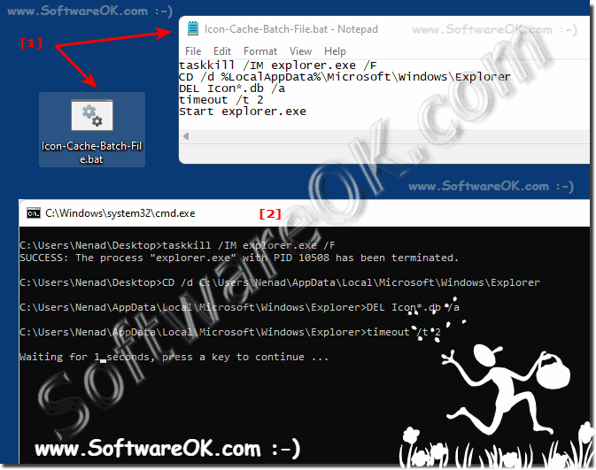 Clear icon cache via a batch file!