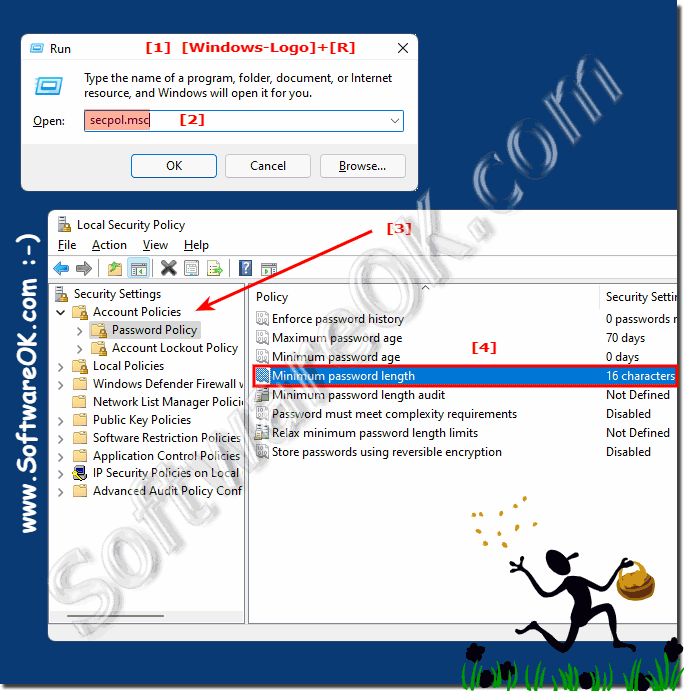 Define minimum password length for MS Windows OS!