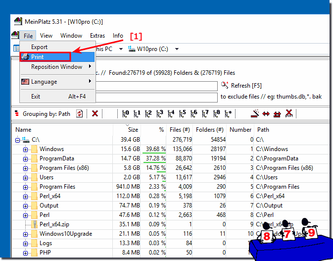 Directory print example on Win 10!