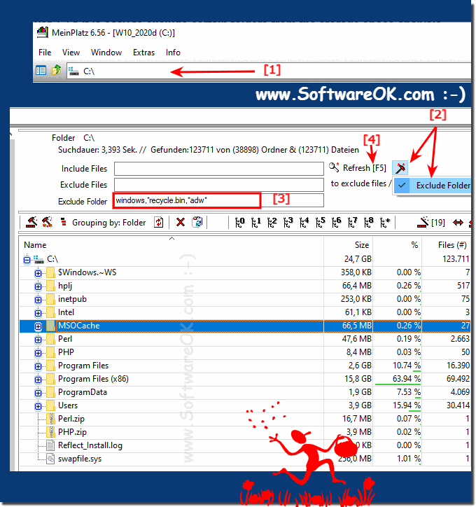 Exclude folders from the disk space analysis!