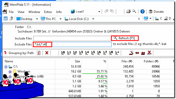 File search with exclude files filter!