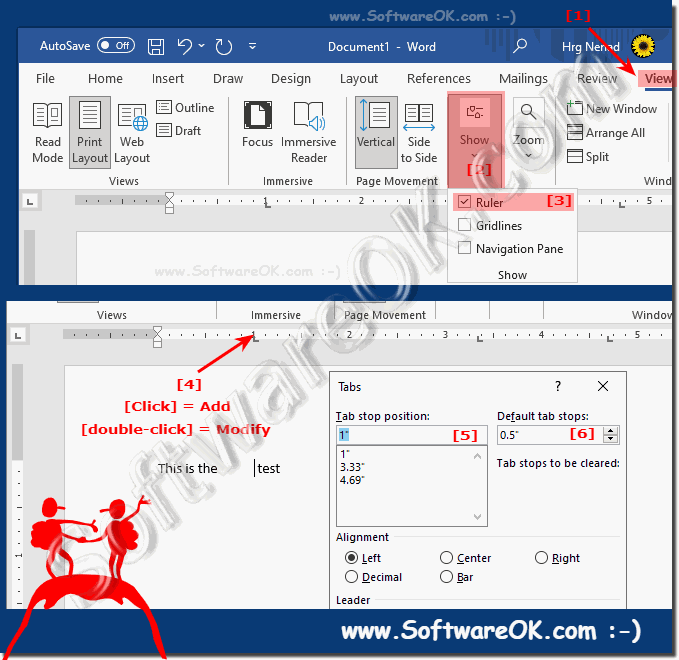 Activate and use tab stops in MS Office Word!