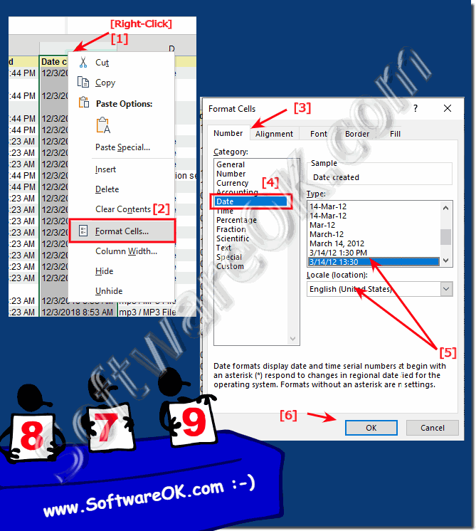 Excel day time set correct time format for columns!