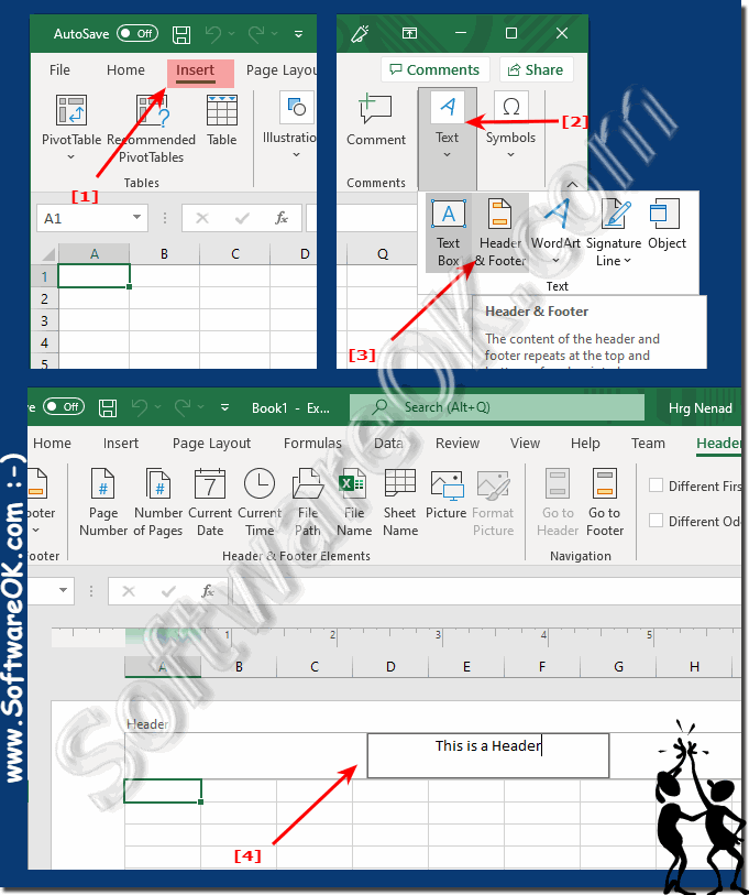 Header and footer in a MS Excel spreadsheet!