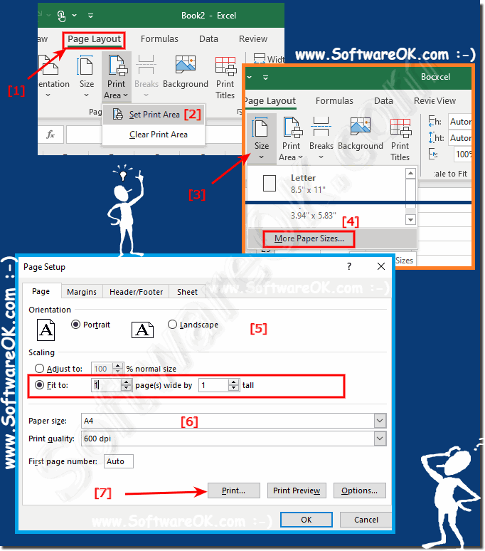 How can I print everything on one page in Excel?