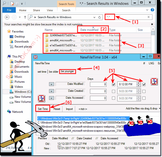 Change timestamps for certain files and folders!