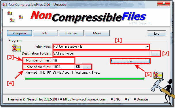 Create a non compressible file with this software!