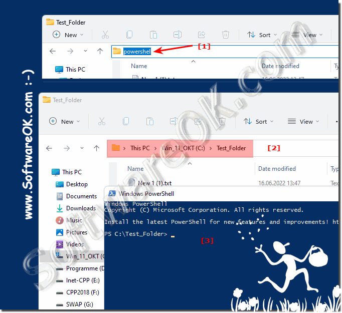 Open PowerShell directly in each folder!