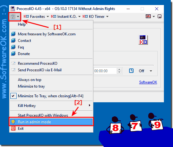 Admin rights when scheduling programs under MS-Windows!