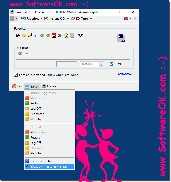 Enable Shutdown, Restart, Log-Off in Windows To-Tray!