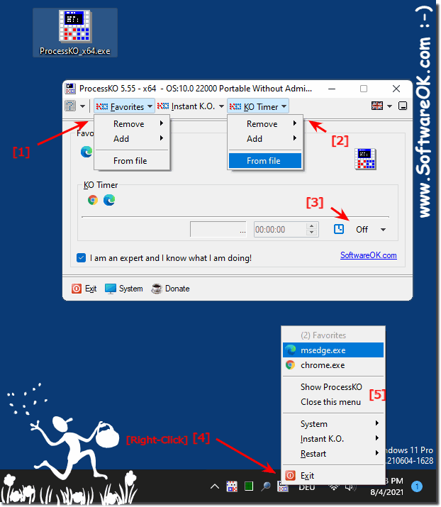 Terminate applications directly or time-controlled on Windows 11!