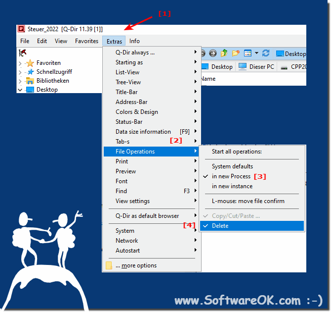 Delete in new Process im the files explorer Q-Dir!
