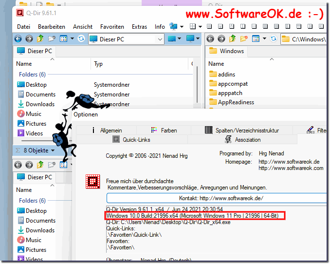 The Quad-Explorer Q-Dir also works under Windows 11!