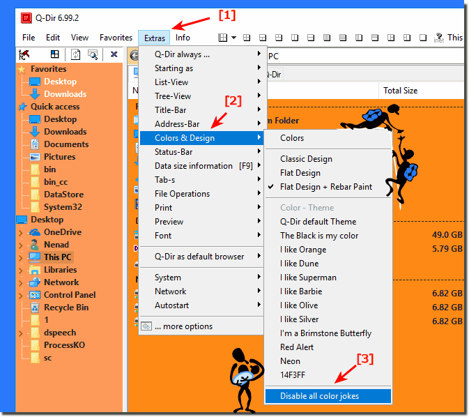 Disable all Colors Highlighting of files and folders in Explorer-View! 