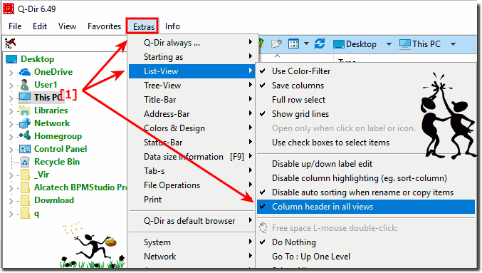 Enable column header in all views in Q-Dir!