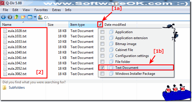 Select files in explorer list view via Columns file filter!