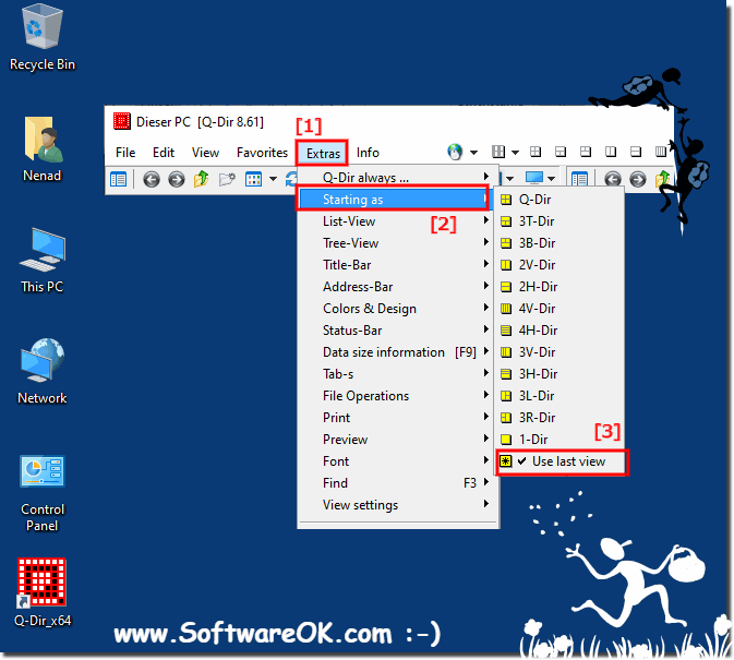 Start Q-Dir with last setting on Windows!