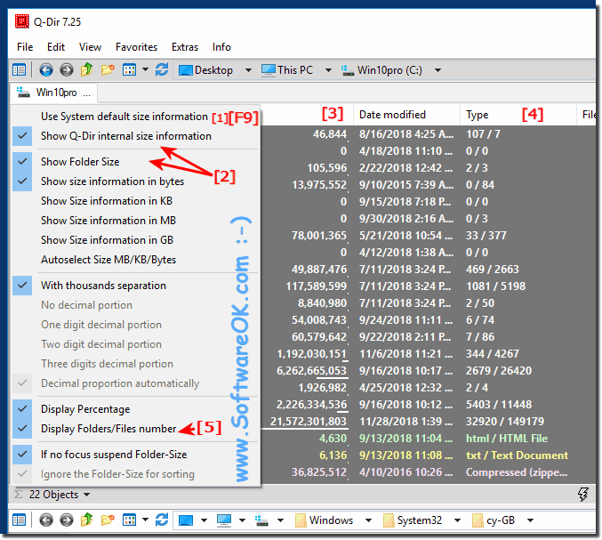 The folder size information in Explorer-Views!