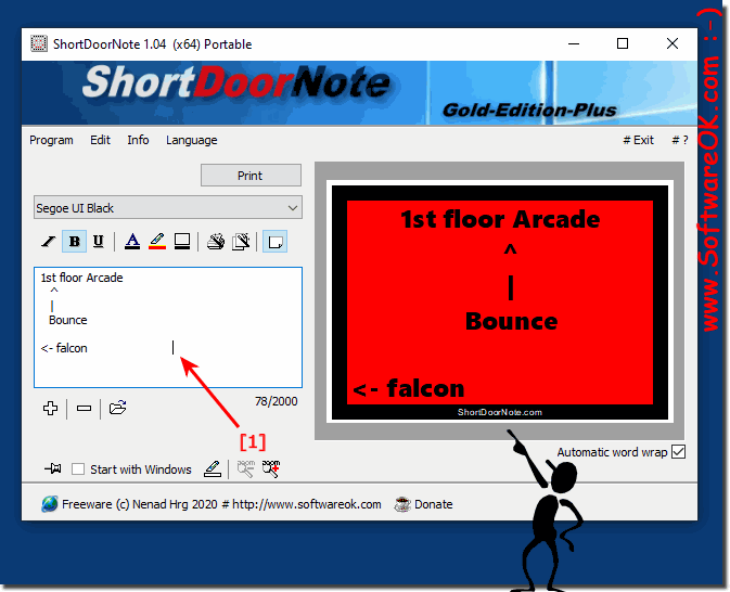 How can I align the Door Note, for example left-justified?