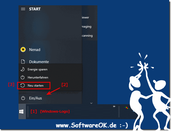 Restart Windows 10 via the Start menu!
