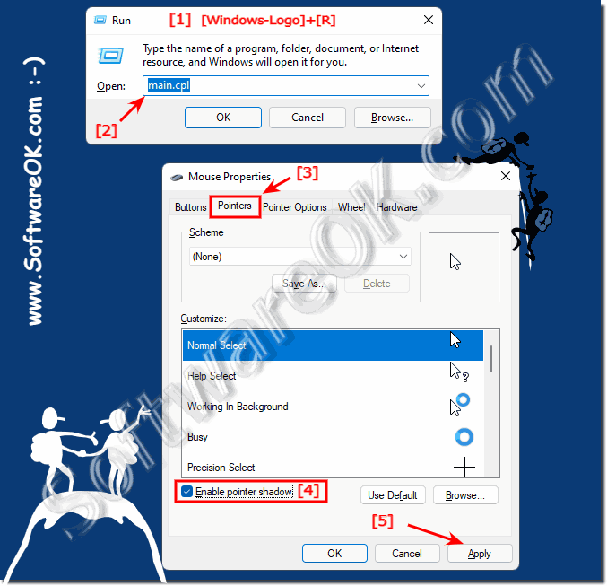 Activate mouse shadow in Windows 11, 10, ...!