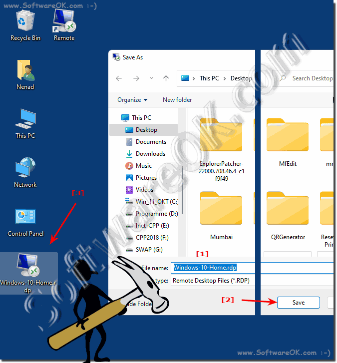 Save Remote Desktop Connection as RDP file!